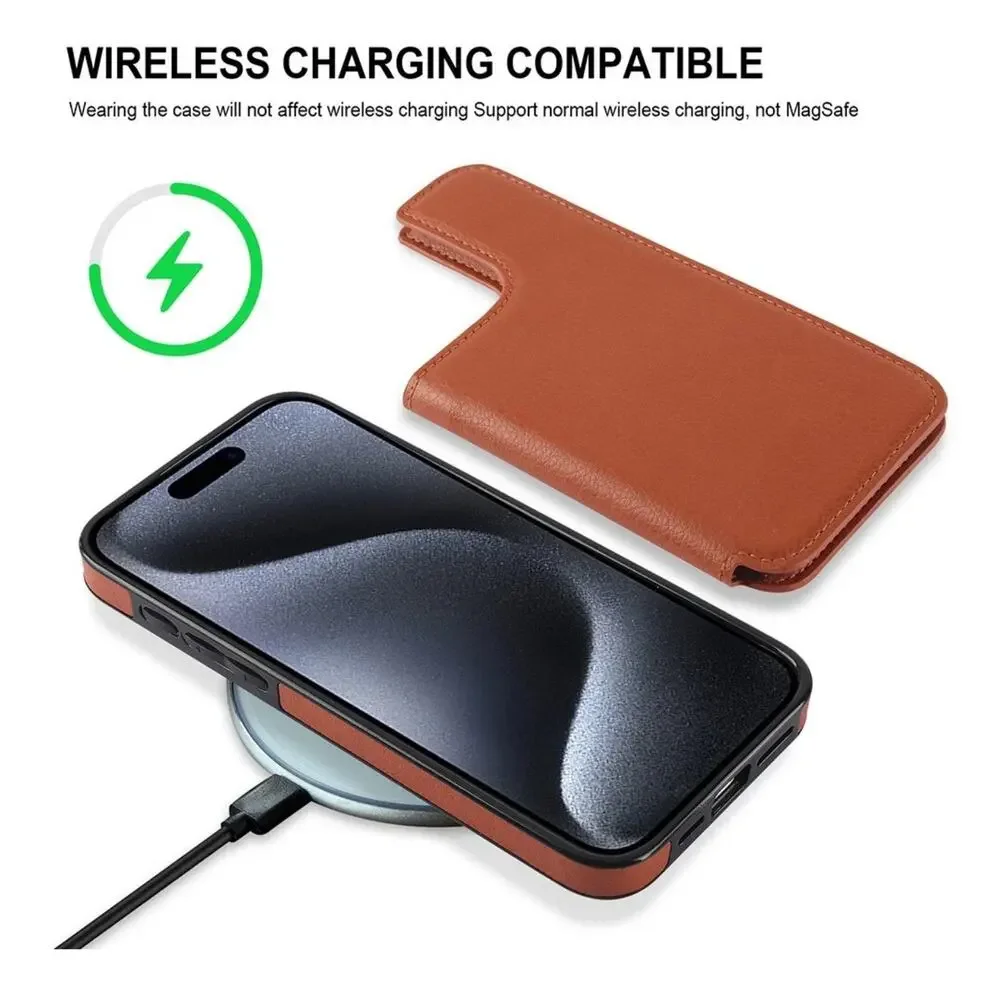 10x Magnetic Wallet Case Brown PU Leather Card Holder Stand Shockproof Arae 10pc